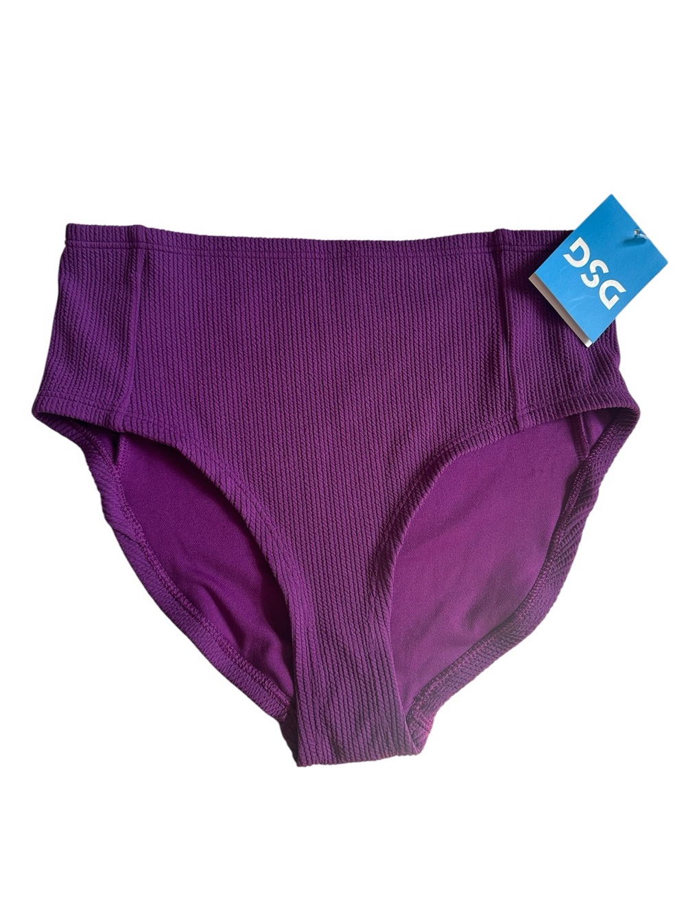 NWT DSG Girls Large High Waisted Textured Bikini Bottom - Vibrant Violet